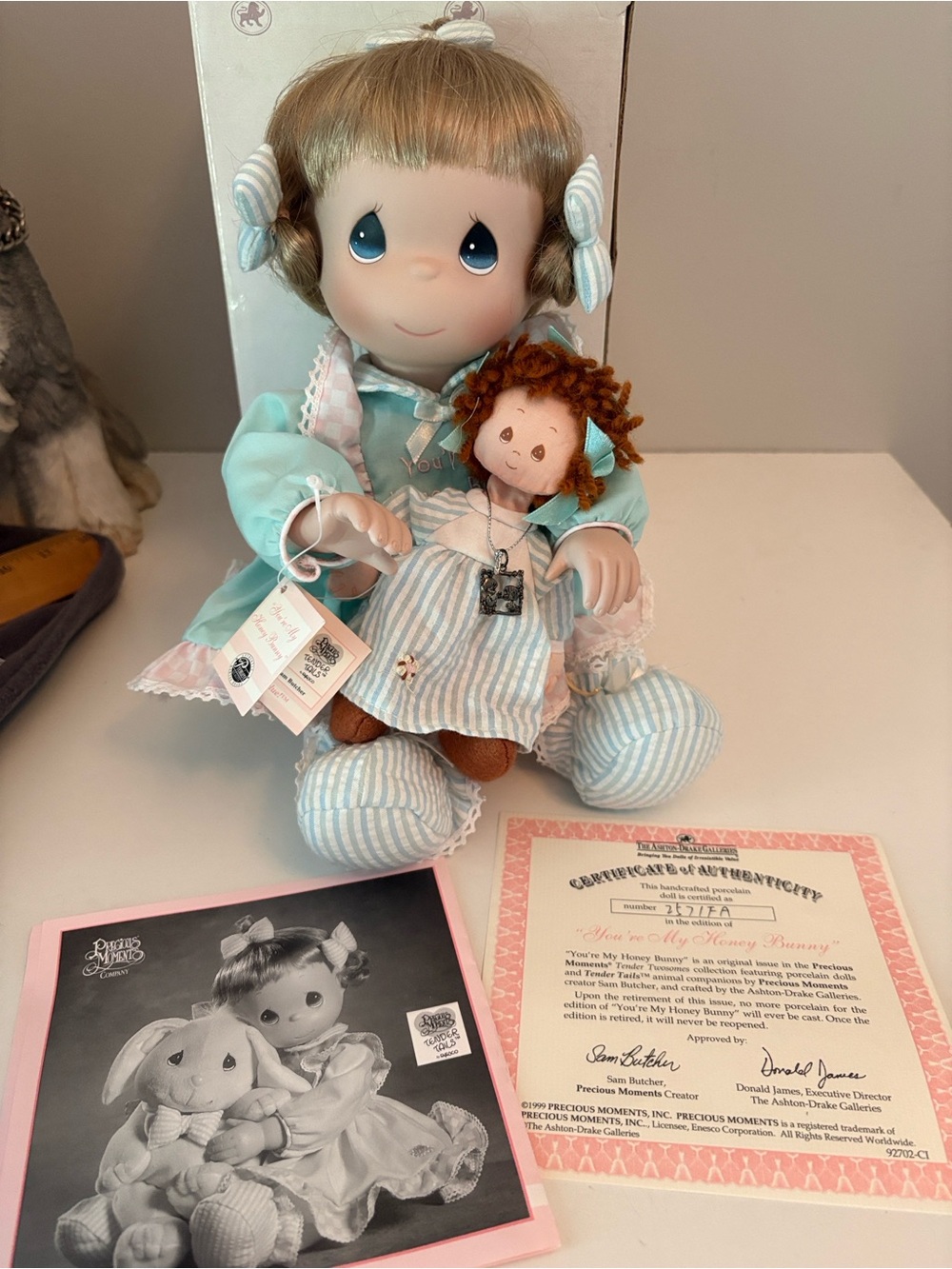 Vintage hand numbered porcelain, precious moments you’re my honey bunny doll